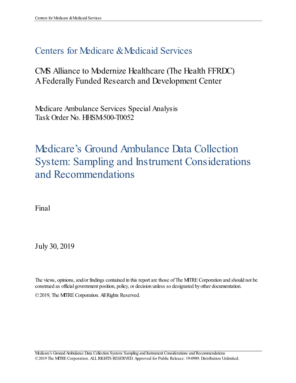 Medicare's Ground Ambulance Data Collection System