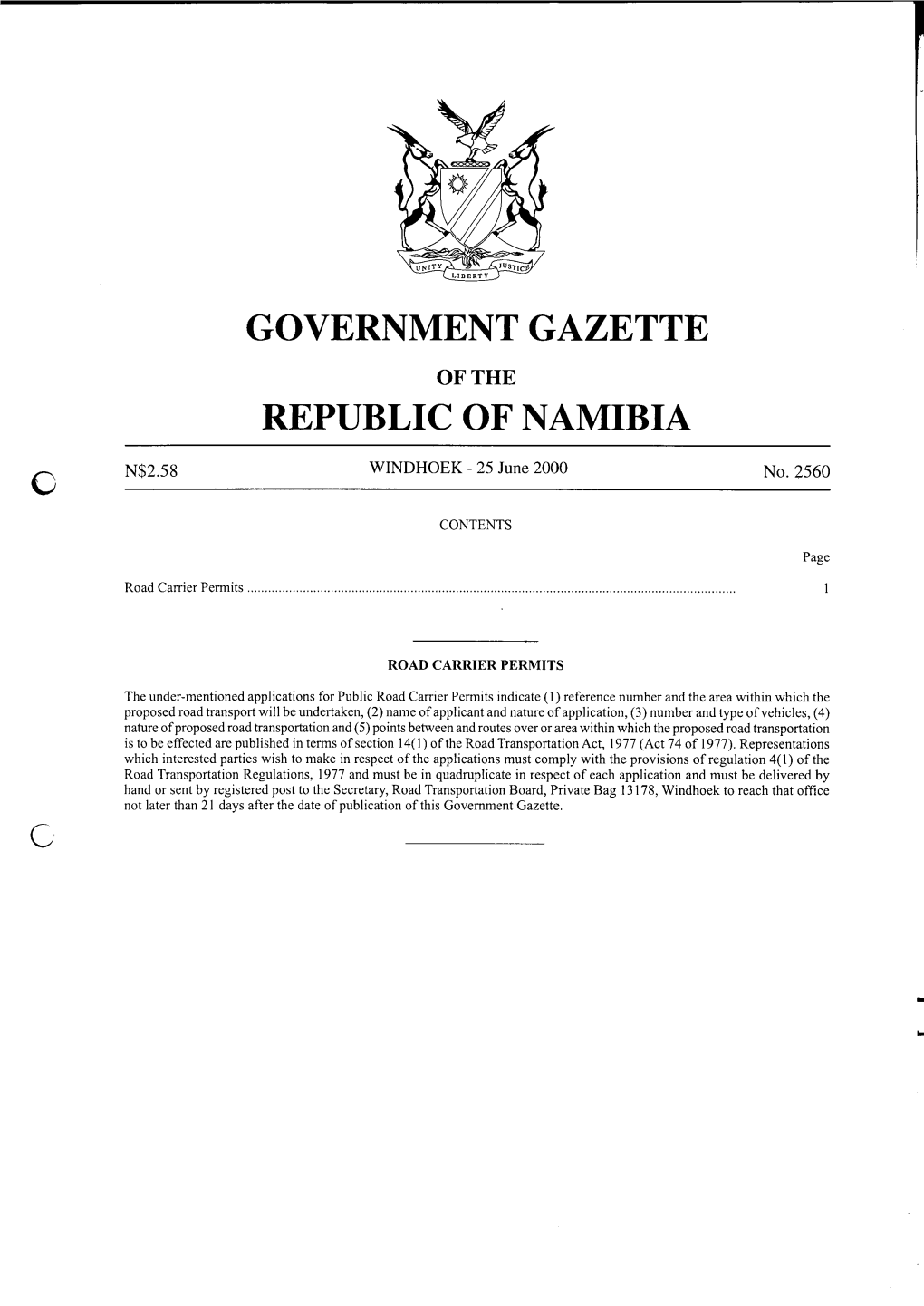 0 Government Gazette 25 June 2001 3