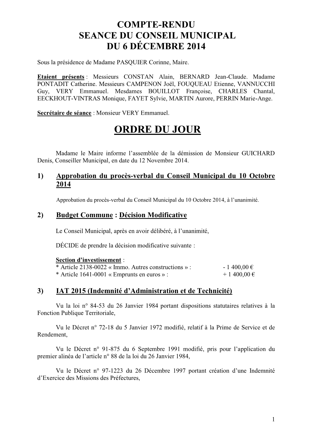 Compte Rendu Seance Du Conseil Municipal Du 27 Juin