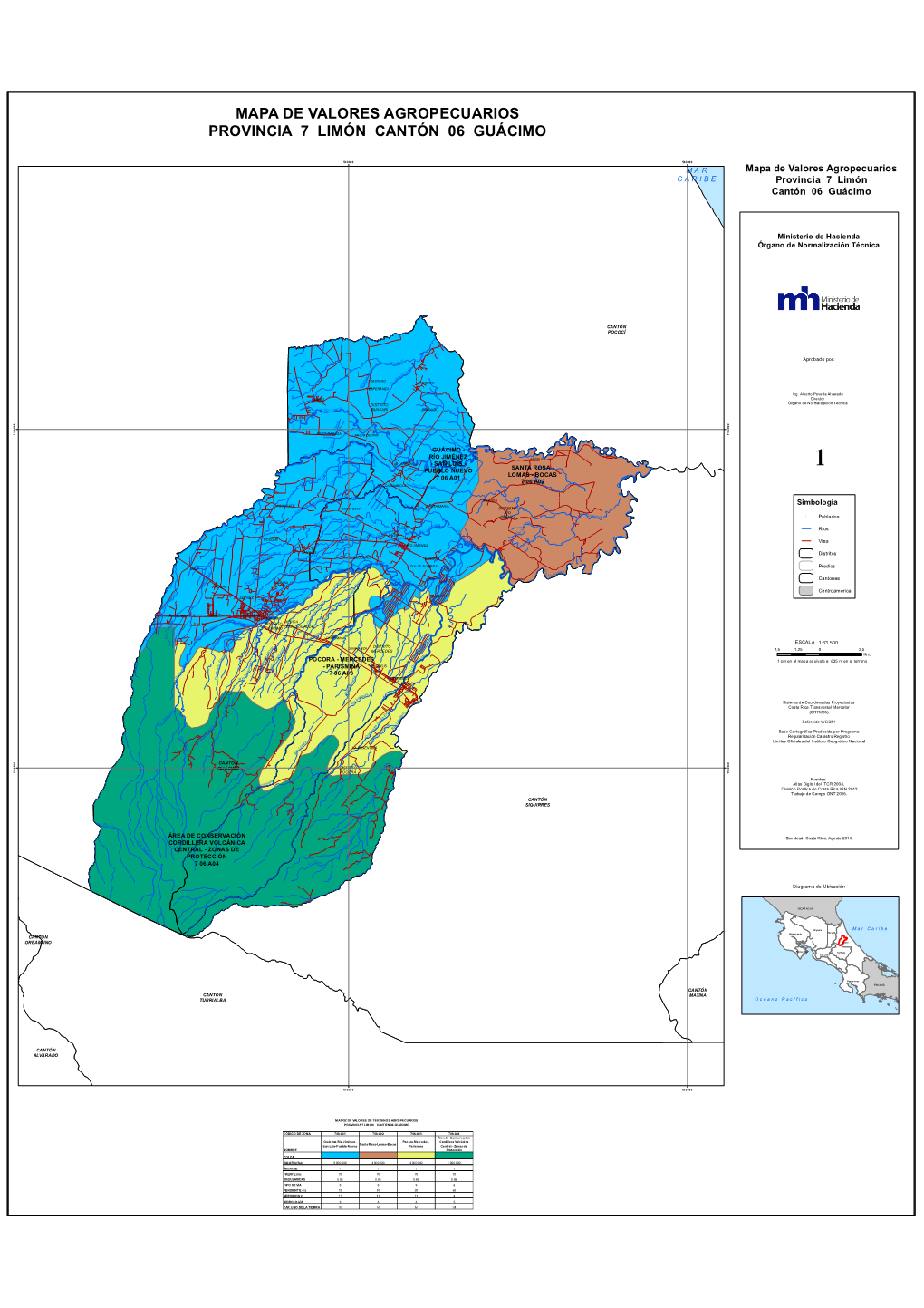 Mapa De Valores Agropecuarios Provincia 7 Limón Cantón 06 Guácimo