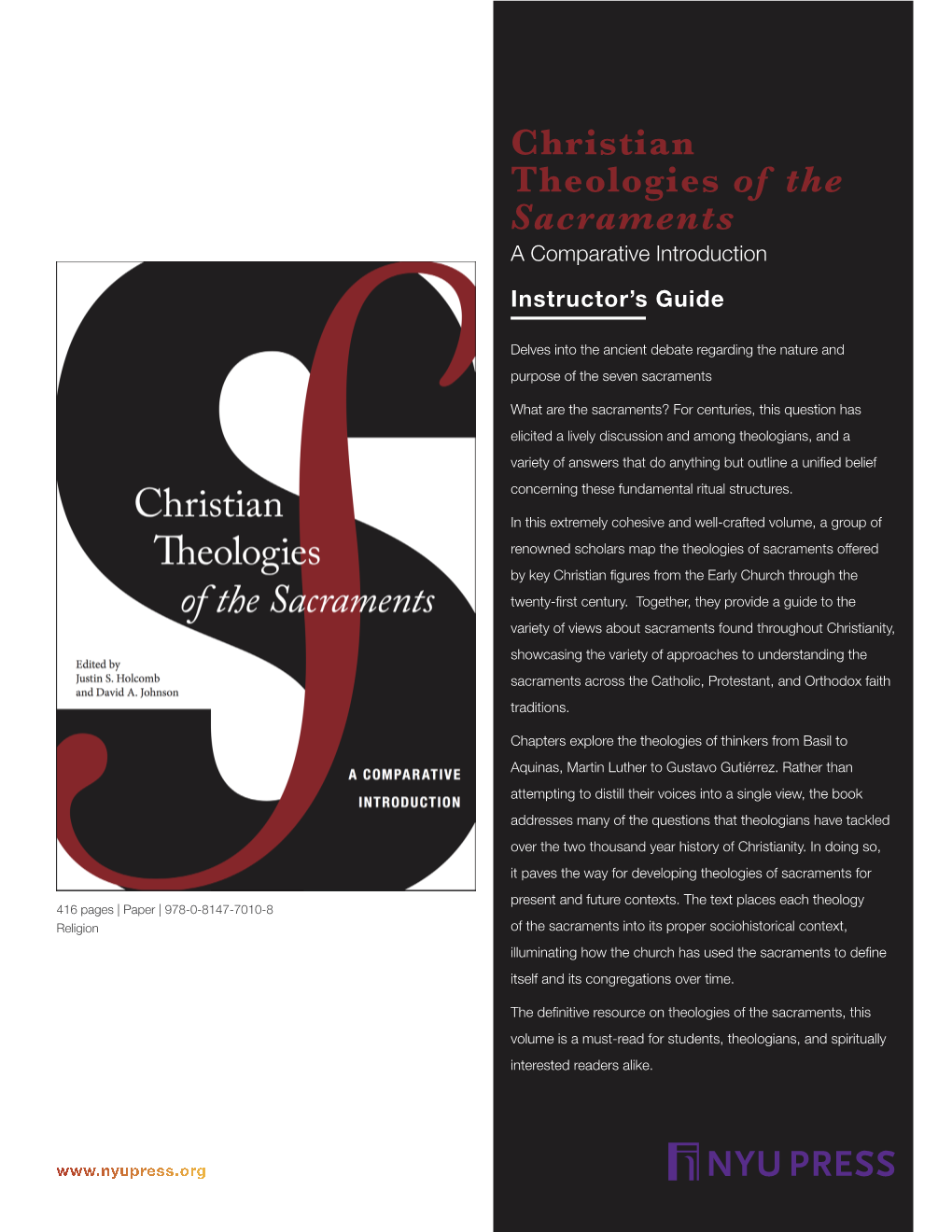 NYUPRESS Christian Theologies of the Sacraments