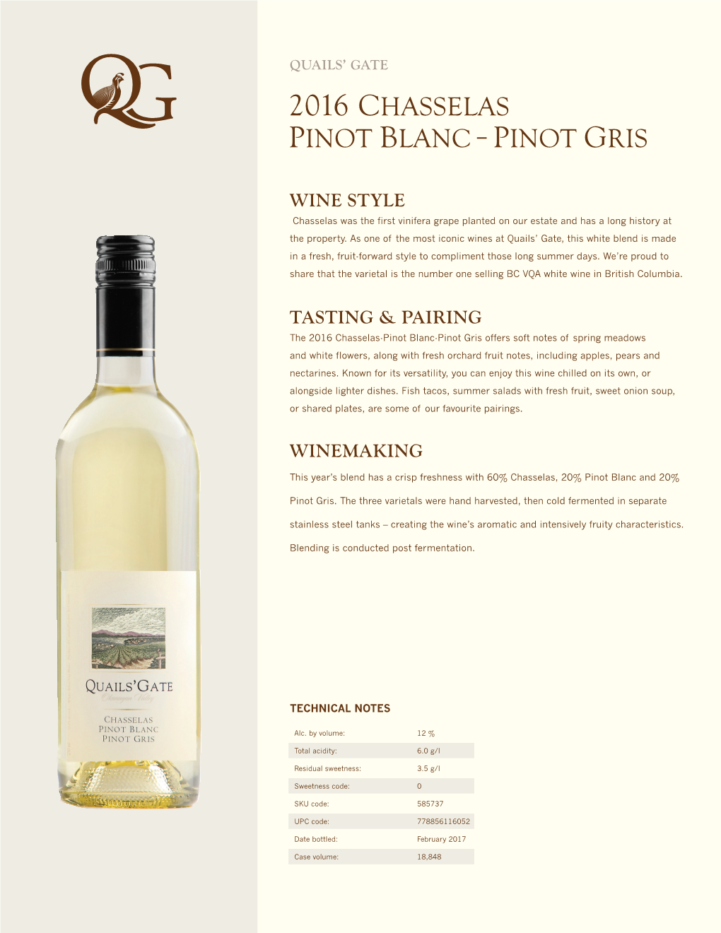2016 Chasselas Pinot Blanc – Pinot Gris
