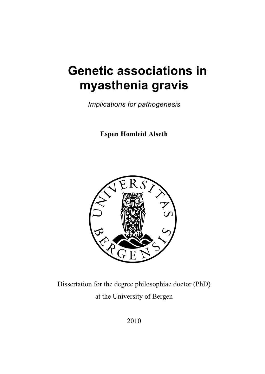 Genetic Associations in Myasthenia Gravis