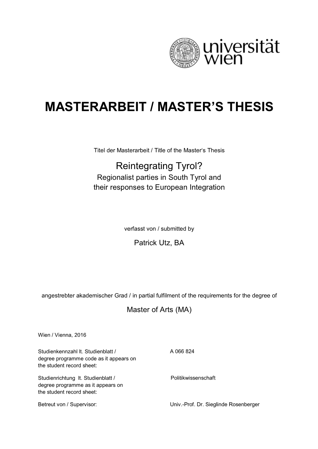 Masterarbeit / Master's Thesis