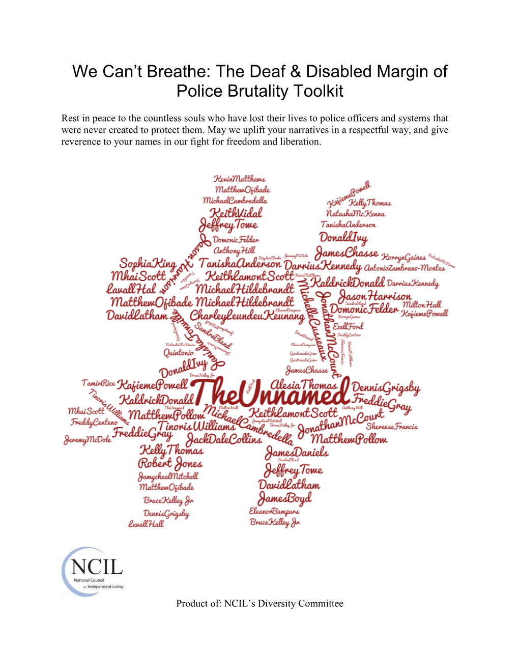 We Can't Breathe: the Deaf & Disabled Margin of Police Brutality Toolkit