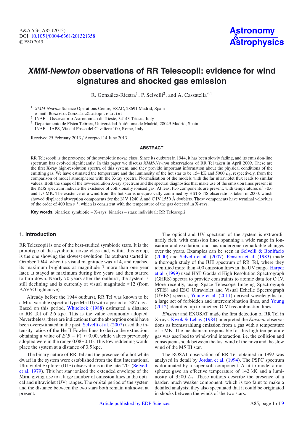 XMM-Newton Observations of RR Telescopii: Evidence for Wind Signatures and Shocked Gas Emission