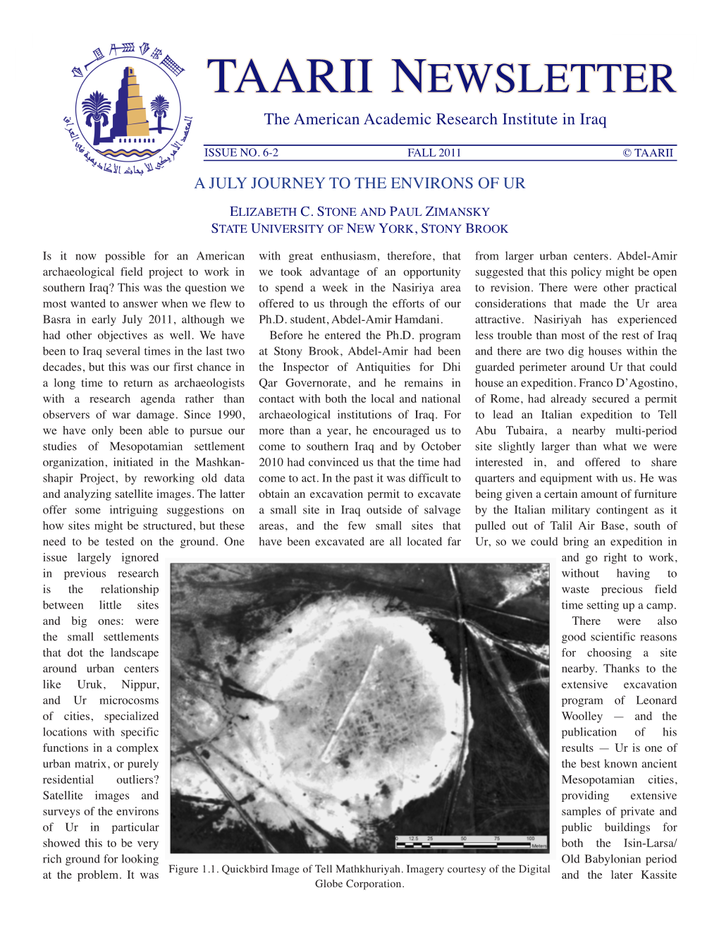 TAARII Newsletter the American Academic Research Institute in Iraq