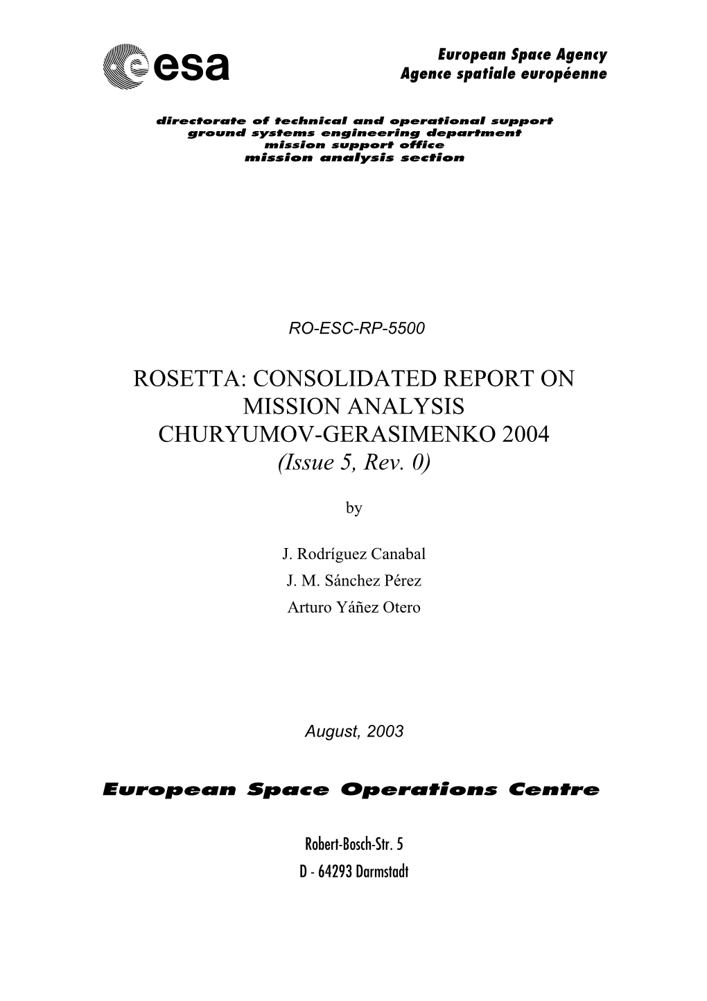 Rosetta Launch Window