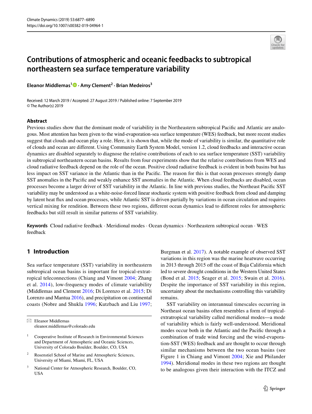 Contributions of Atmospheric and Oceanic Feedbacks to Subtropical Northeastern Sea Surface Temperature Variability