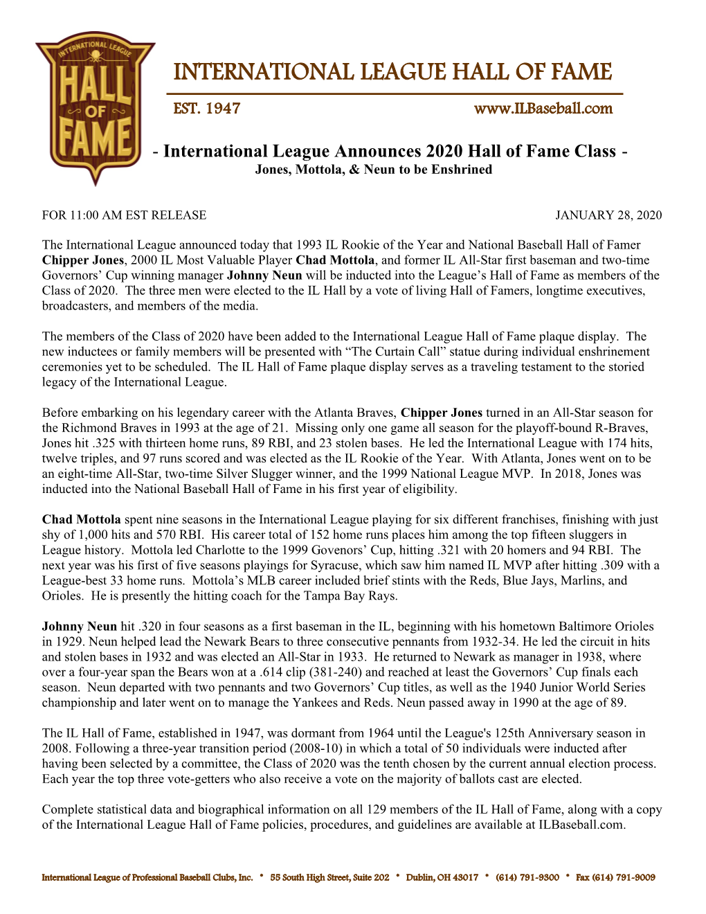 International League Hall of Fame Est