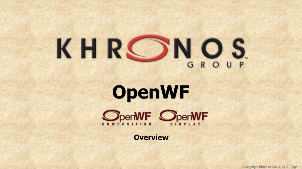 Openwf Overview