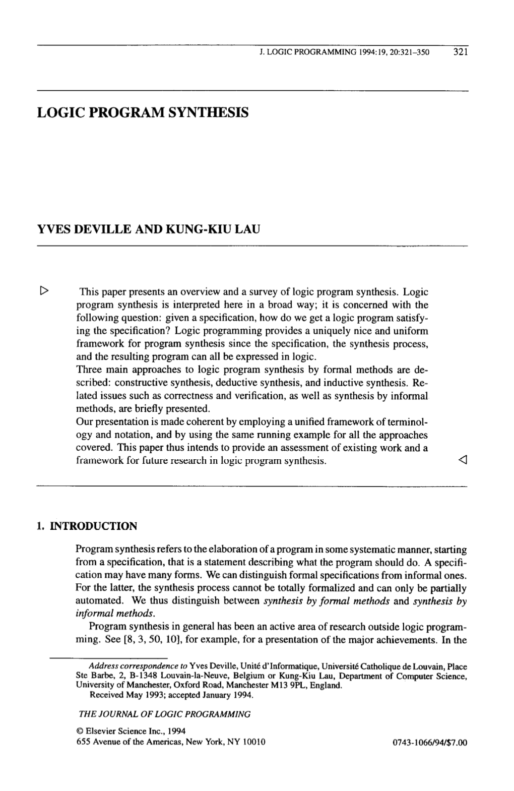 Logic Program Synthesis