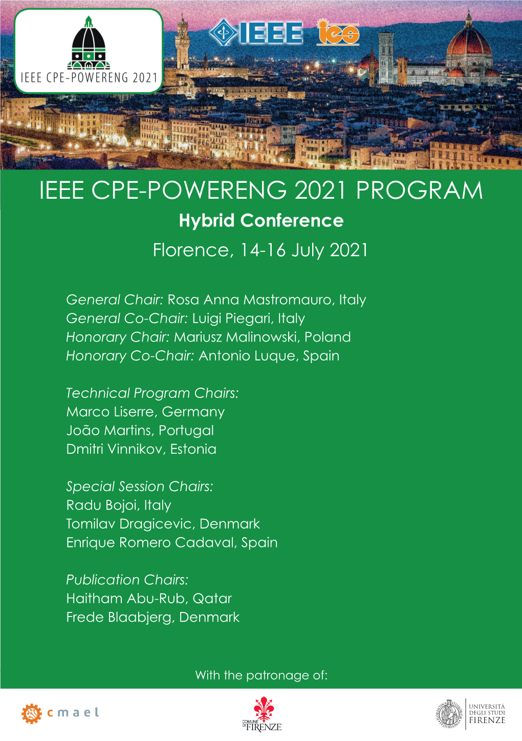 IEEE CPE-POWERENG 2021 PROGRAM Hybrid Conference Florence, 14-16 July 2021