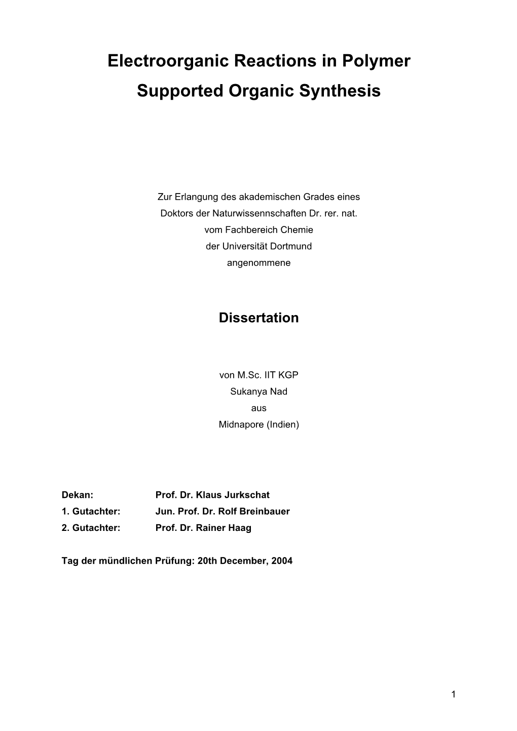 Electroorganic Reactions in Polymer Supported Organic Synthesis