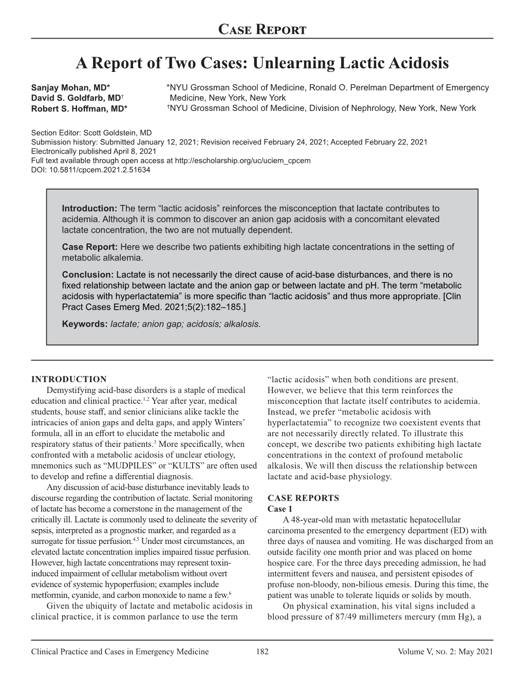 Unlearning Lactic Acidosis