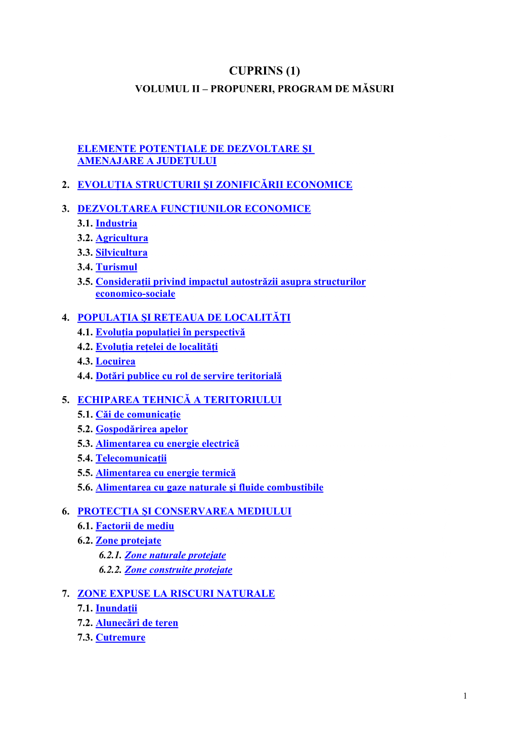 Cuprins (1) Volumul Ii – Propuneri, Program De Măsuri