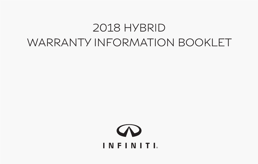 2018 Infiniti Hybrid Warranty Information Booklet