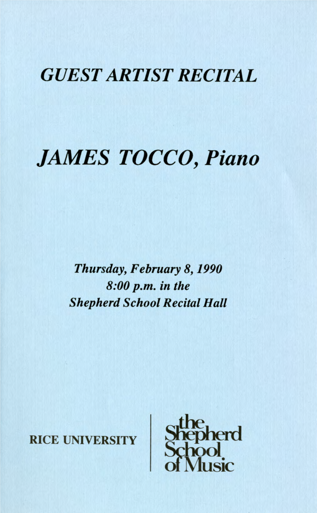 JAMES TOCCO, Piano
