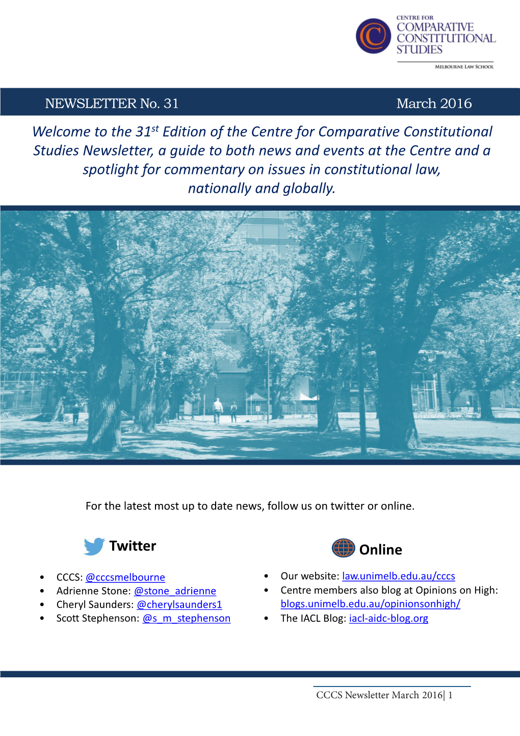 The 31St Edition of the Centre for Comparative Constitutional