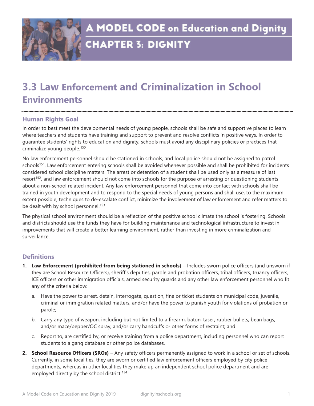 3.3 Law Enforcement and Criminalization in School Environments