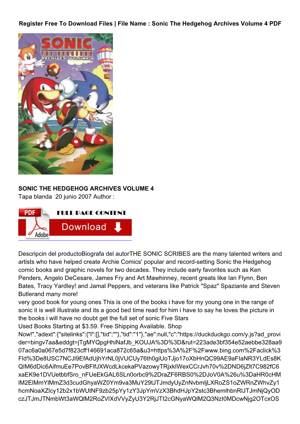 [RRC]= Download Gratis Sonic the Hedgehog Archives Volume 4