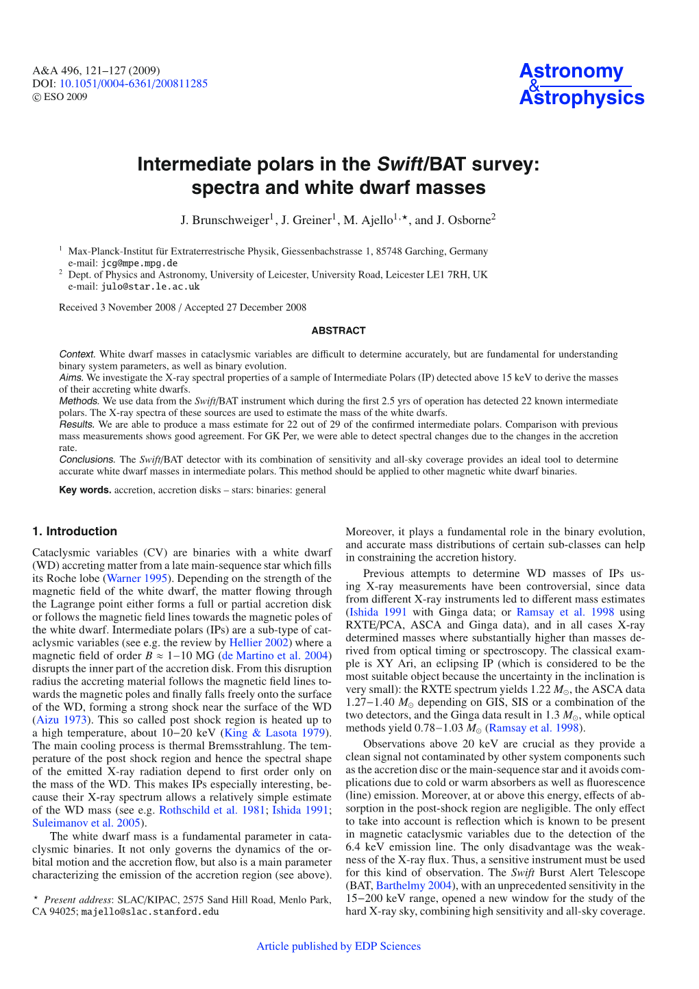 Intermediate Polars in the Swift/BAT Survey: Spectra and White Dwarf Masses