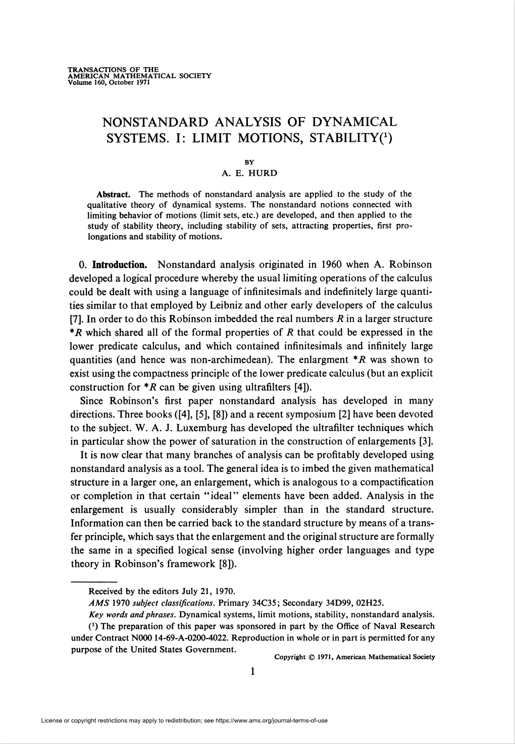 Nonstandard Analysis of Dynamical Systems