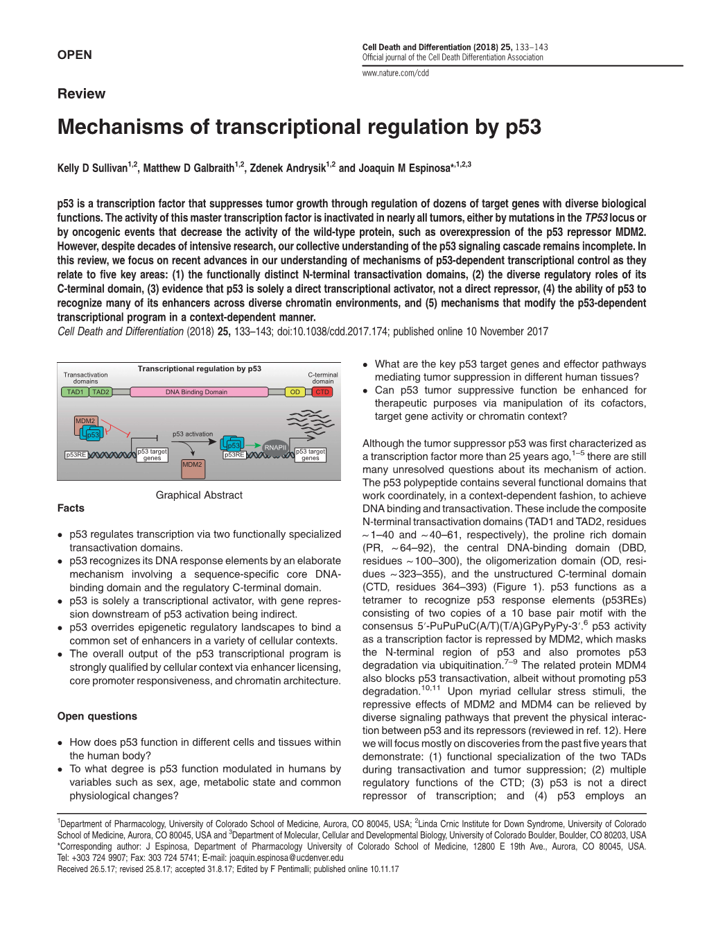 Mechanisms of Transcriptional Regulation by P53