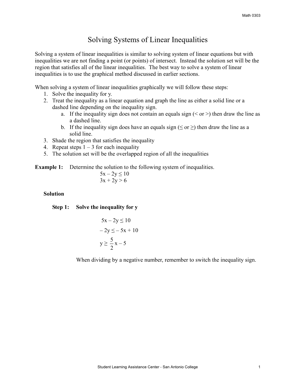 Solving Systems of Linear Inequalities