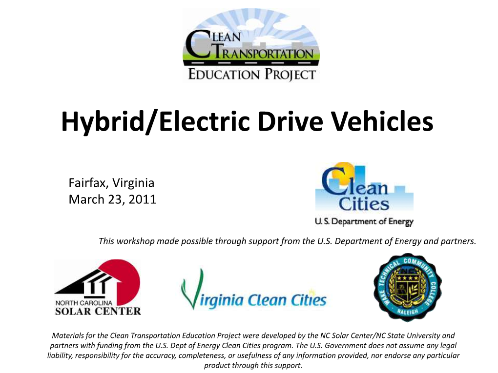 Hybrid/Electric Drive Vehicles