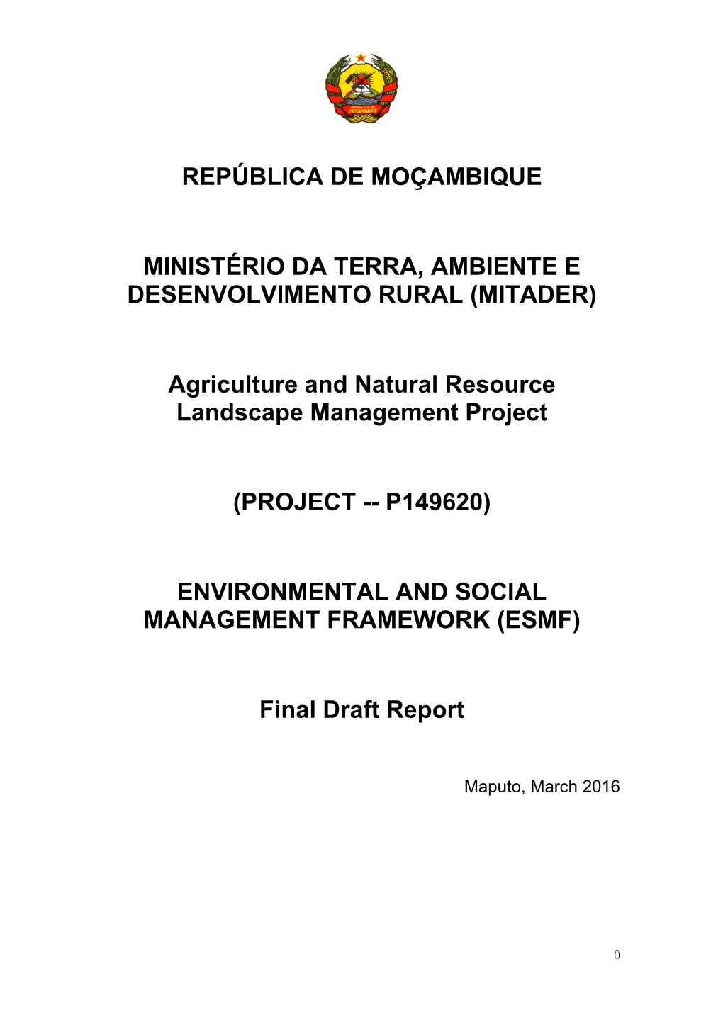 (MITADER) Agriculture and Natural Resource Landscape Management Project