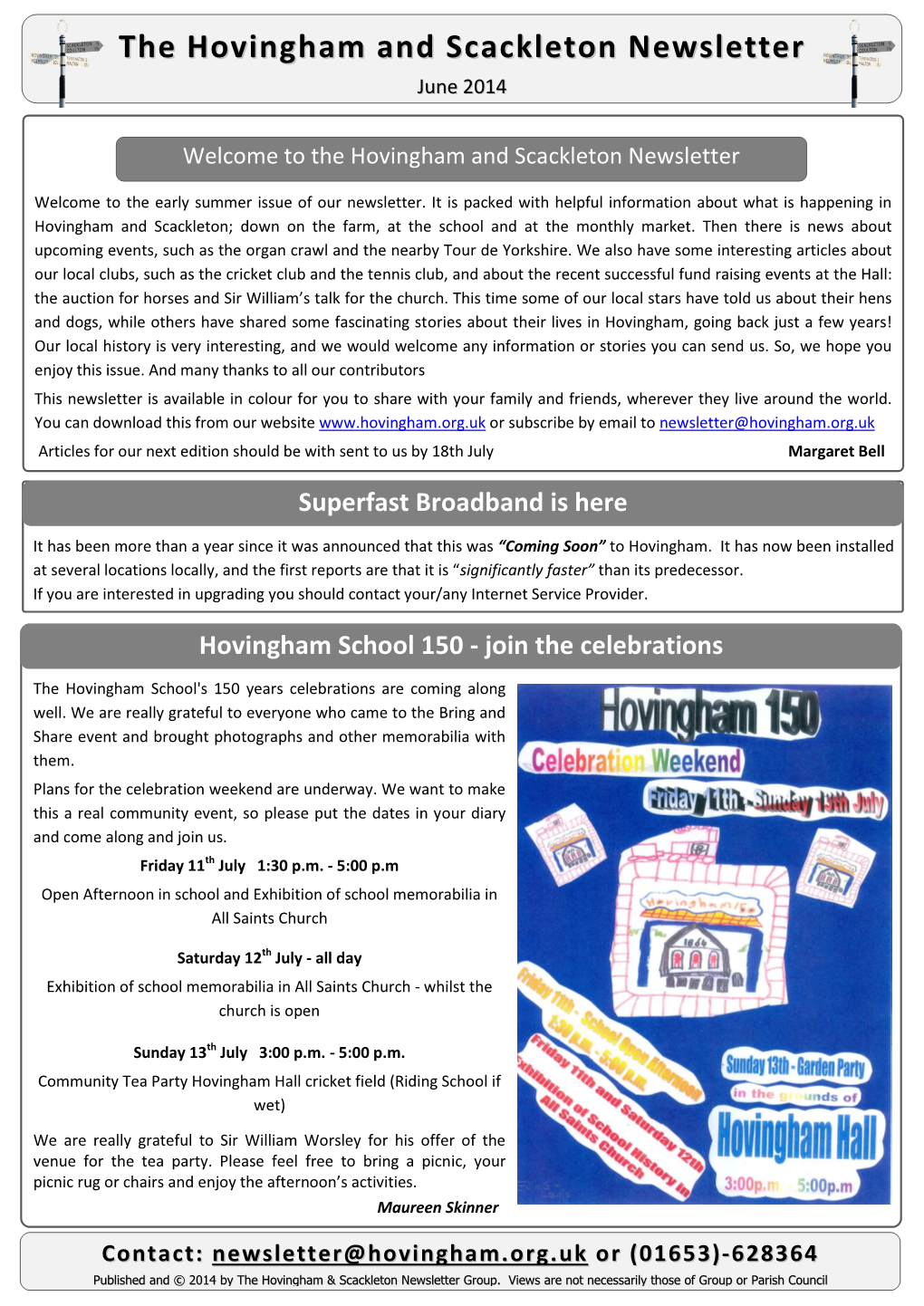 The Hovingham and Scackleton Newsletter June 2014