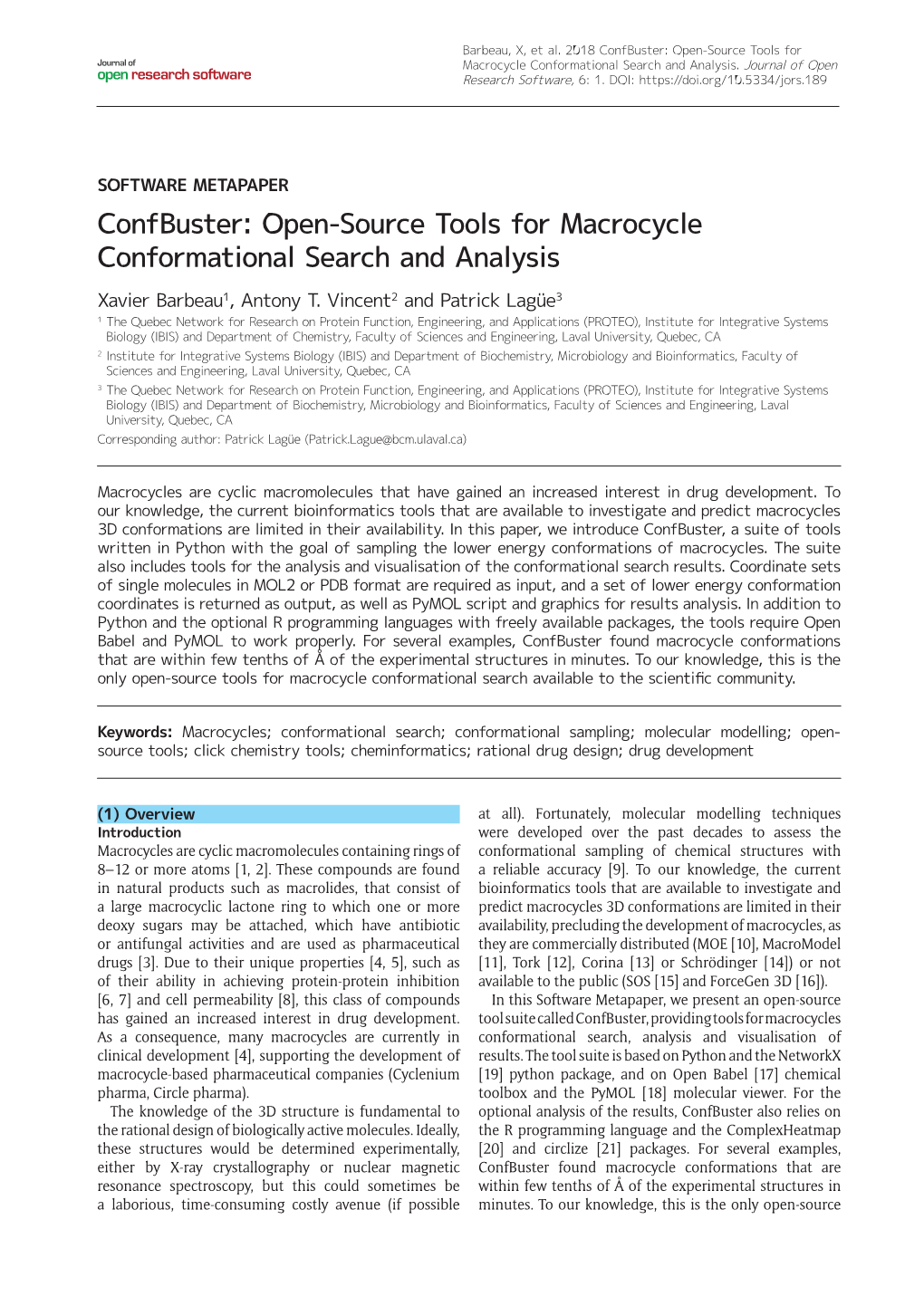 Confbuster: Open-Source Tools for Macrocycle Conformational Search and Analysis Xavier Barbeau1, Antony T