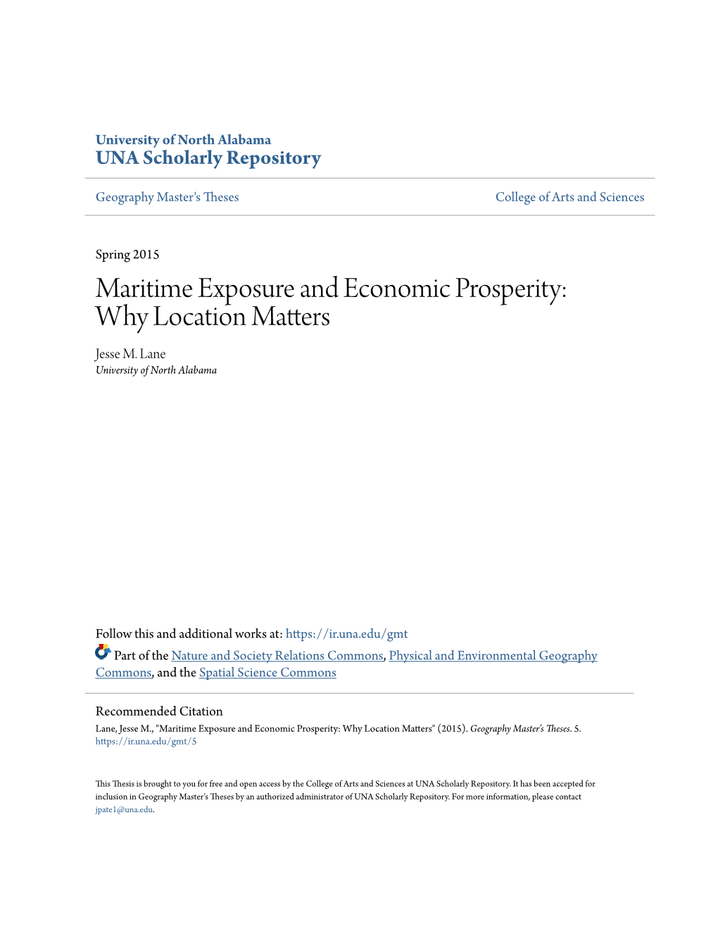 Maritime Exposure and Economic Prosperity: Why Location Matters Jesse M