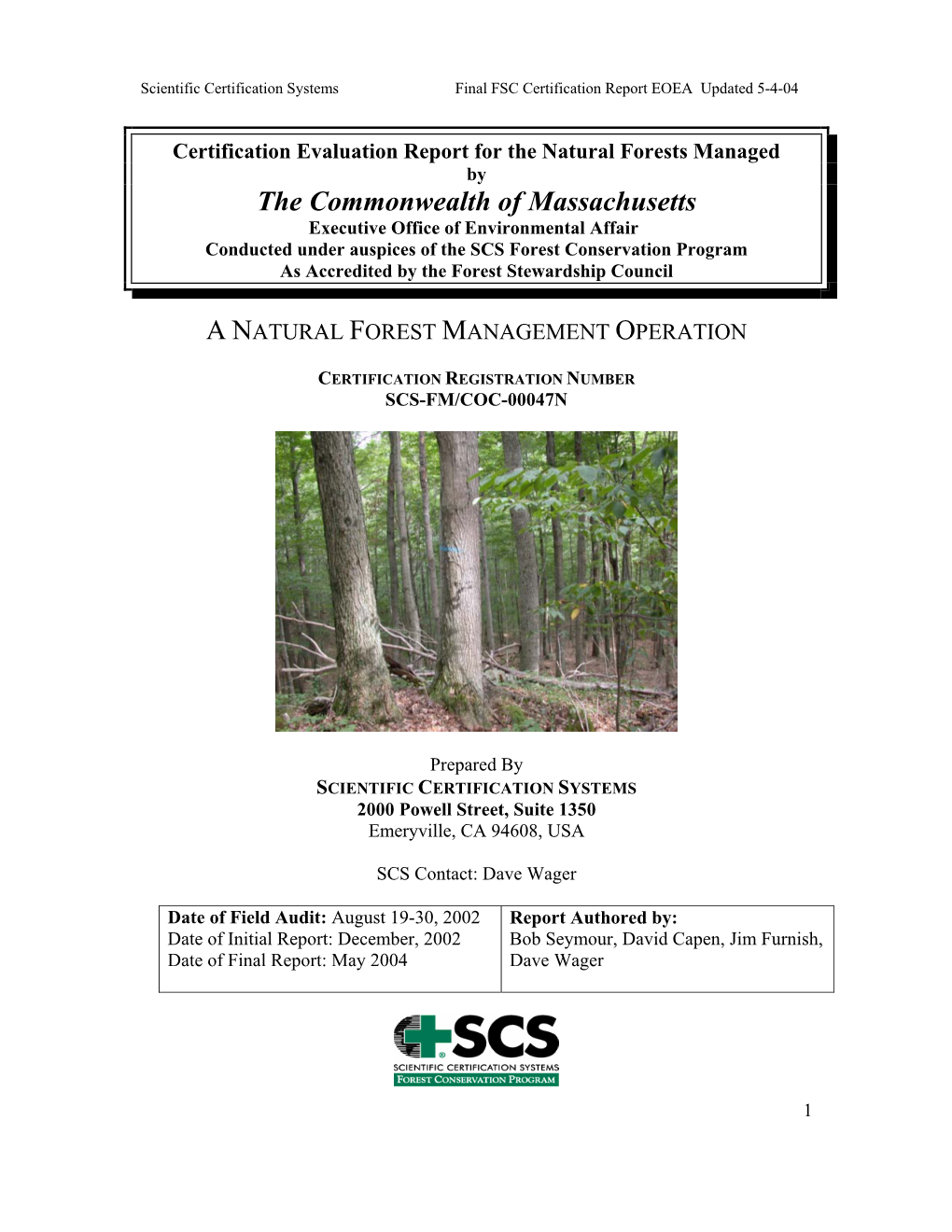 Forest Certification Report