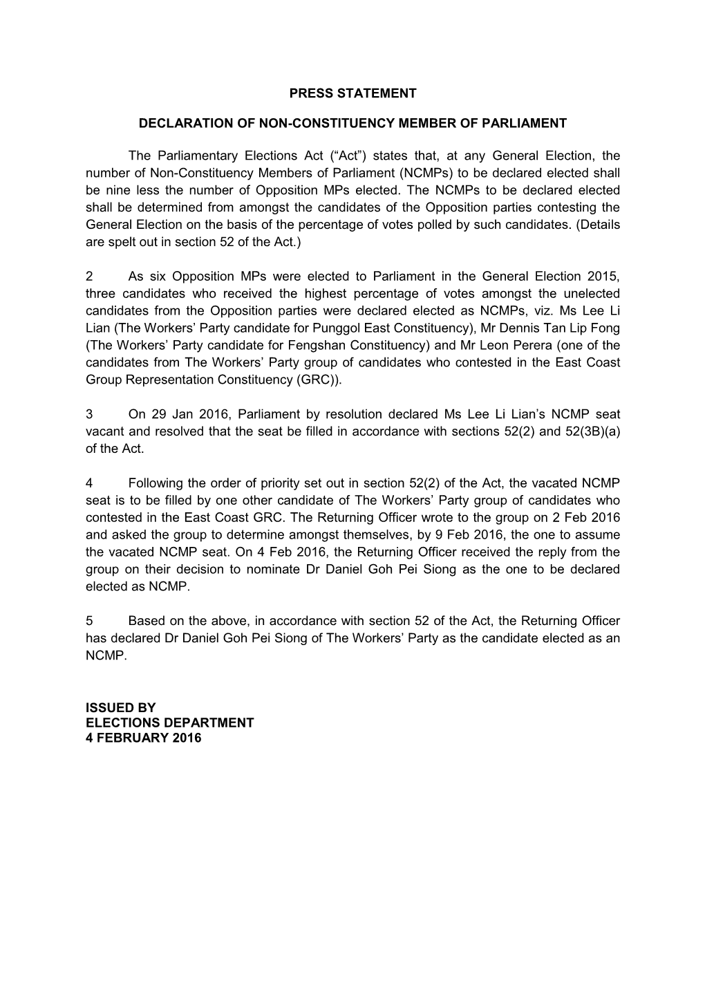 Press Statement on Declaration of NCMP.Pdf