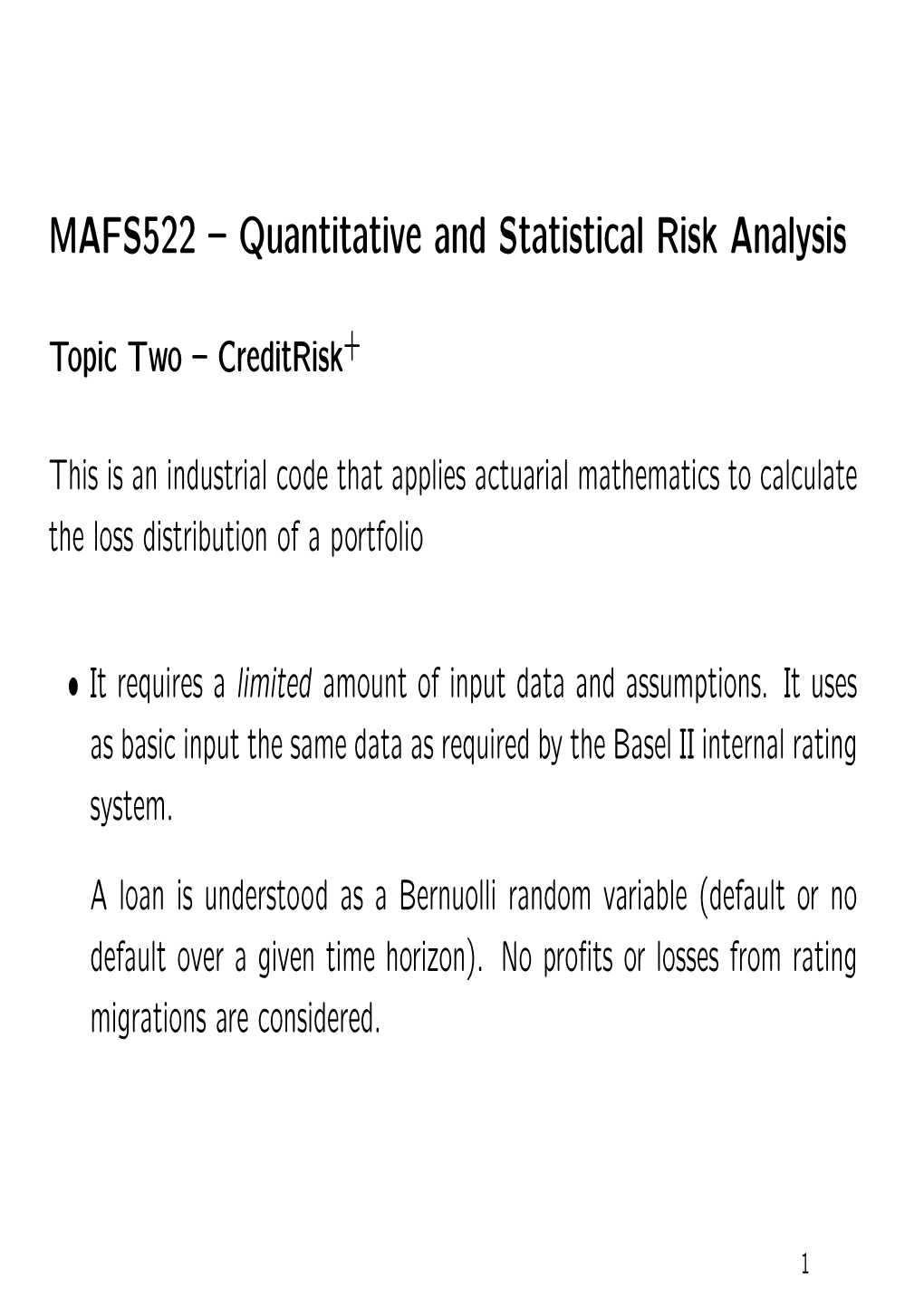 MAFS522 – Quantitative and Statistical Risk Analysis