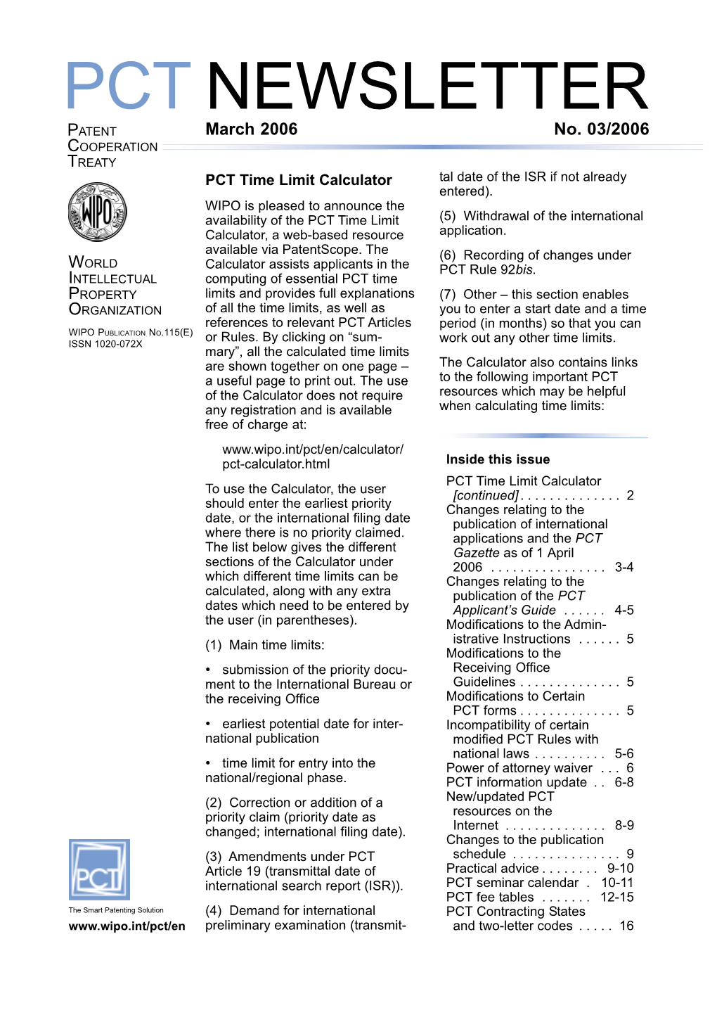 PCT Newsletter No. 03/2006