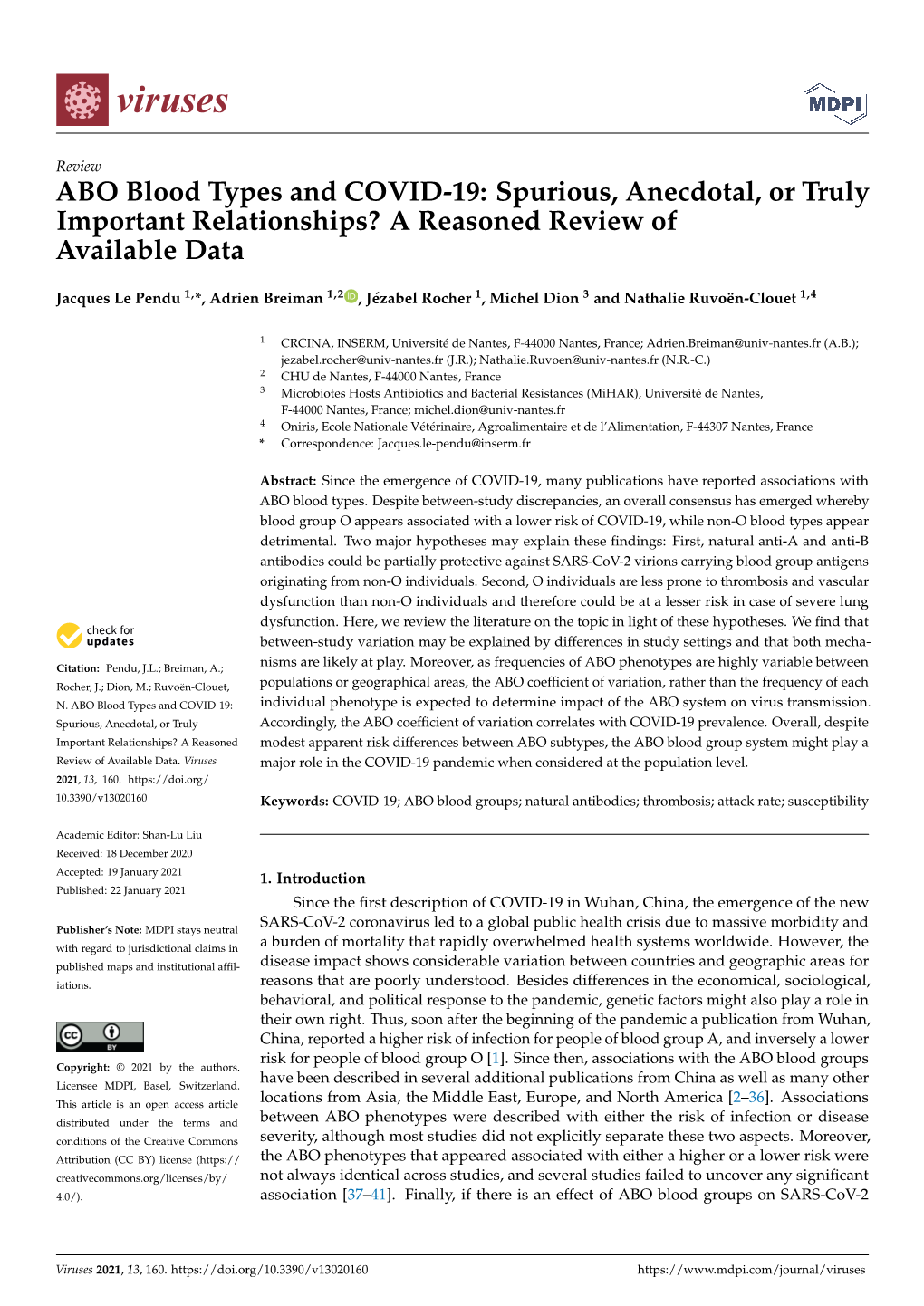 ABO Blood Types and COVID-19: Spurious, Anecdotal, Or Truly Important Relationships? a Reasoned Review of Available Data