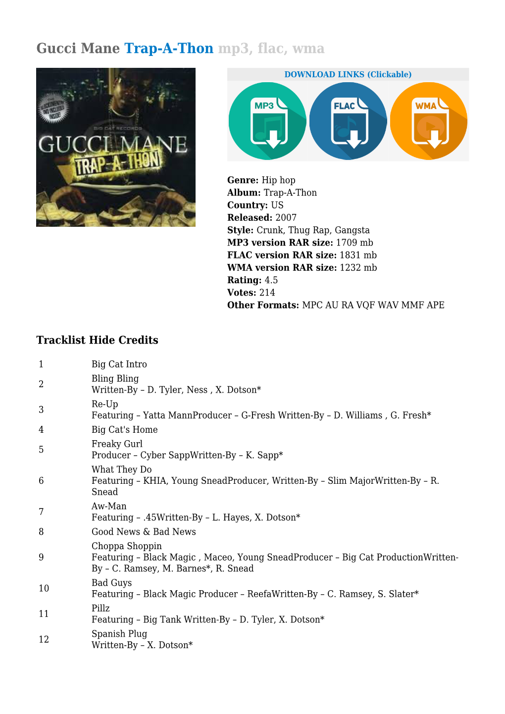 Gucci Mane Trap-A-Thon Mp3, Flac, Wma