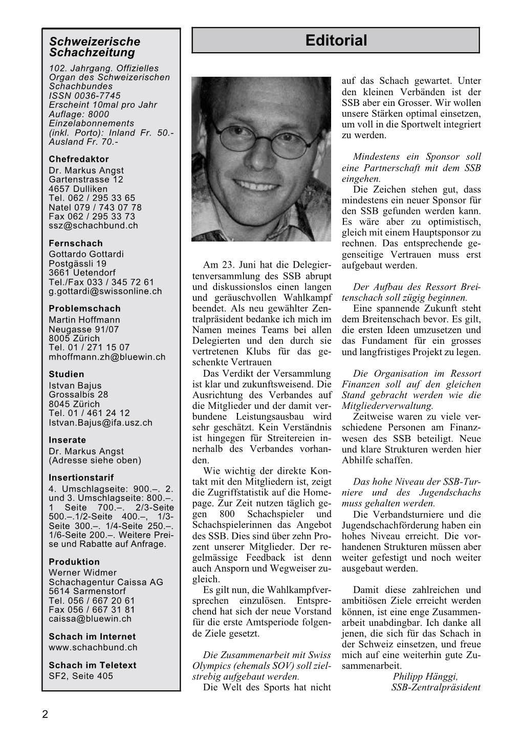 Schweizerische Schachzeitung 2001