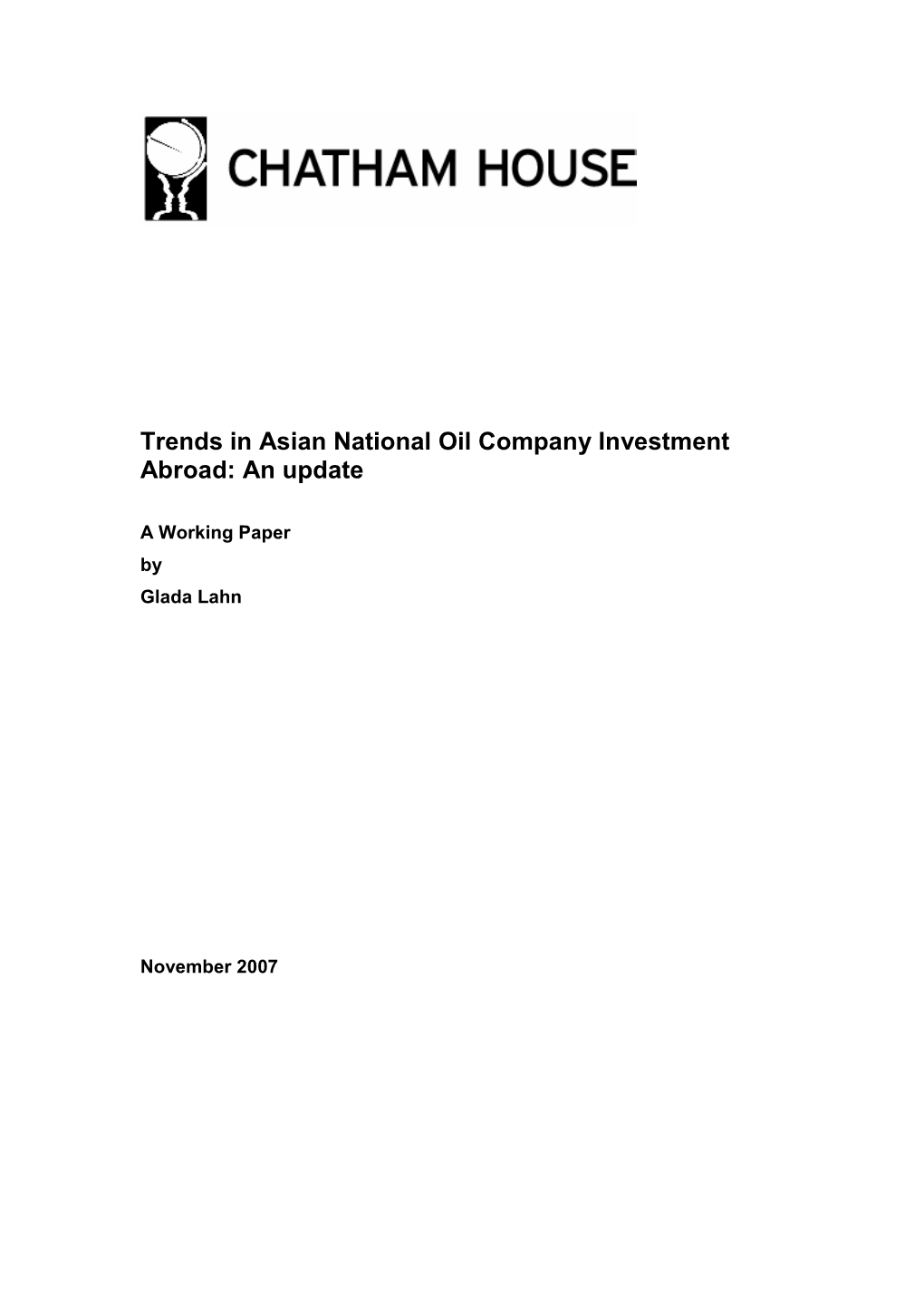 Trends in Asian National Oil Company Investment Abroad: an Update