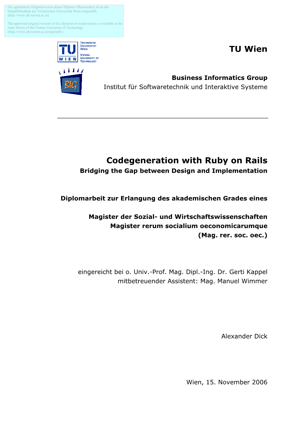 TU Wien Codegeneration with Ruby on Rails