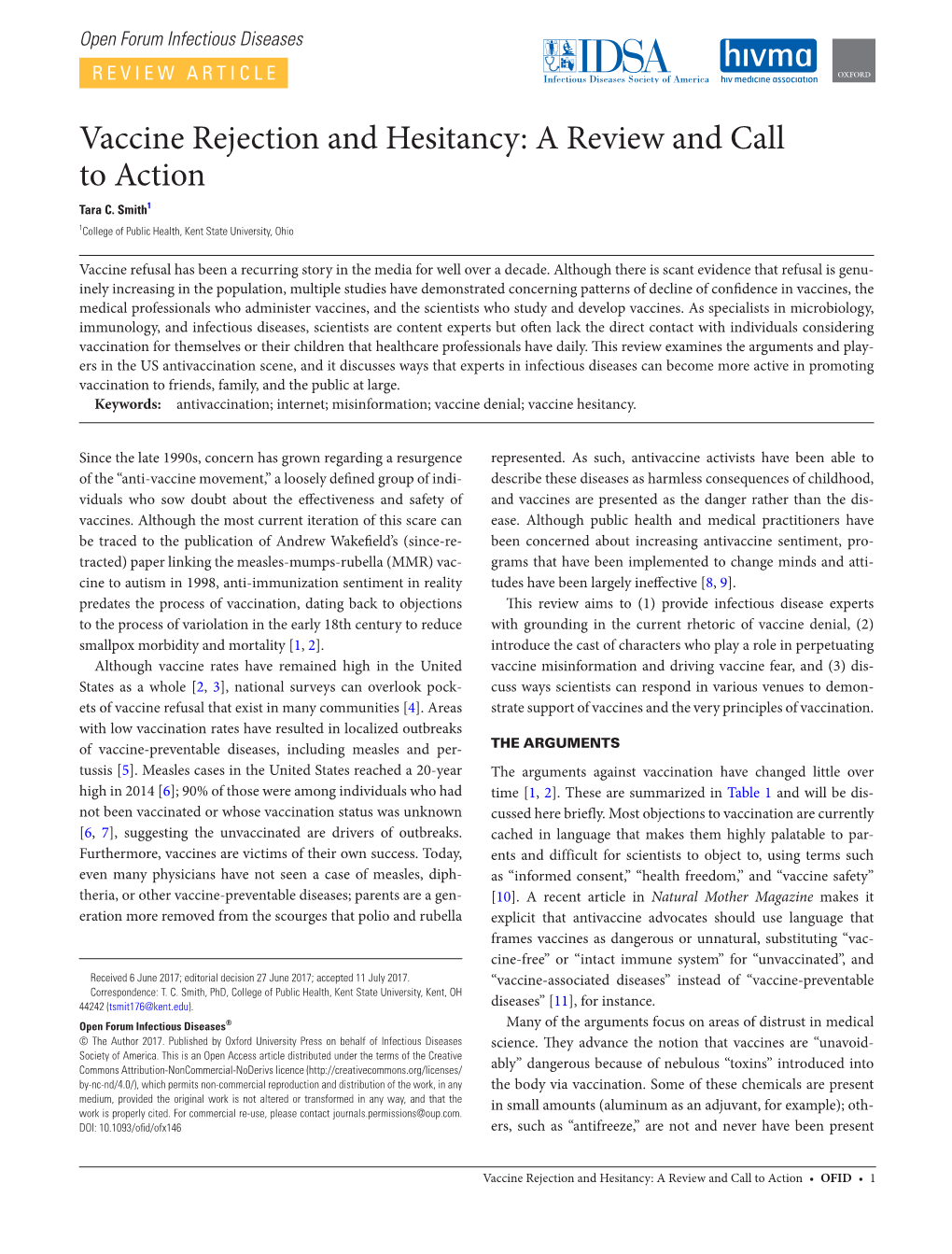 Vaccine Rejection and Hesitancy: a Review and Call to Action Tara C