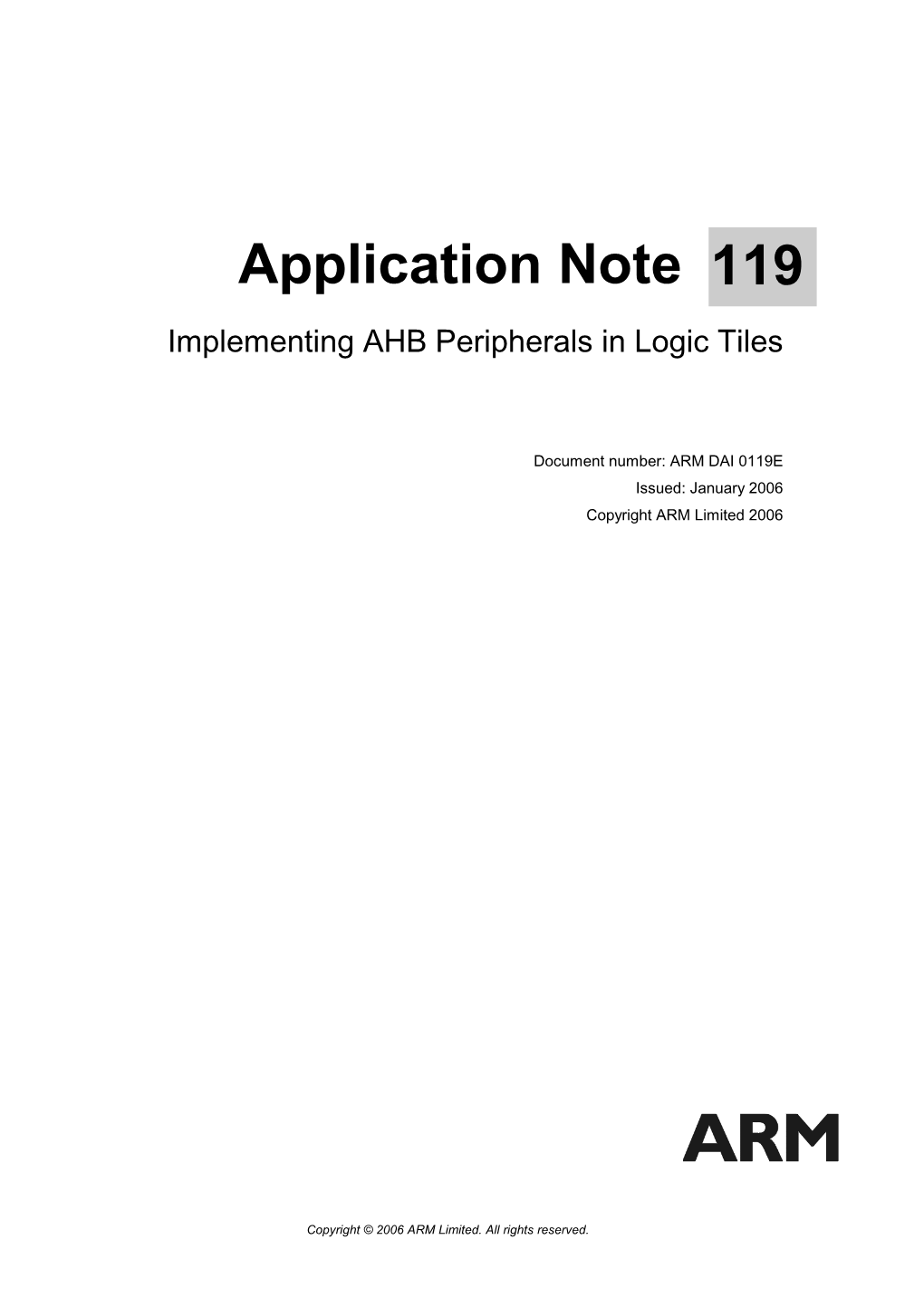 Application Note 119 Implementing AHB Peripherals in Logic Tiles