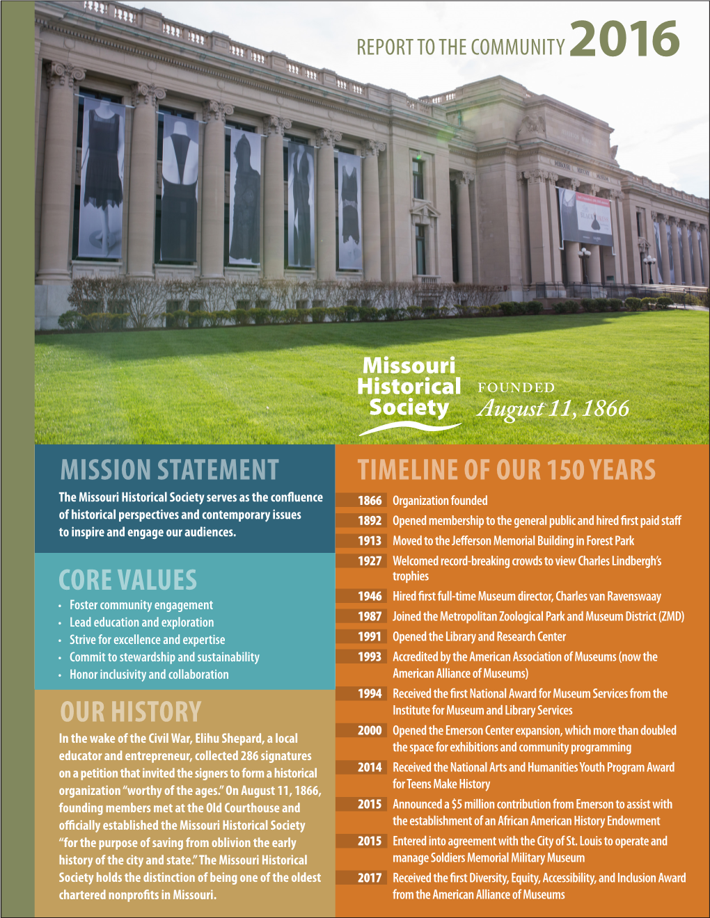 Mission Statement Core Values Timeline of Our 150 Years Our History