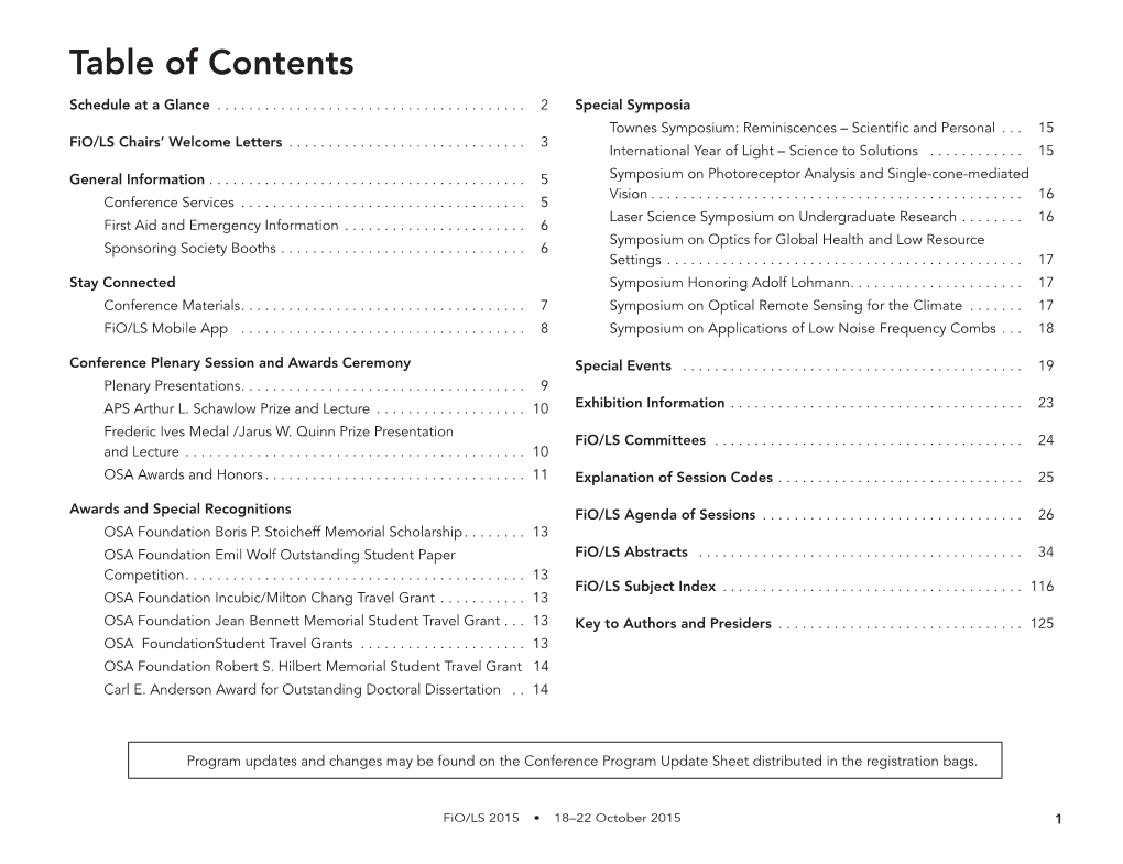 Table of Contents