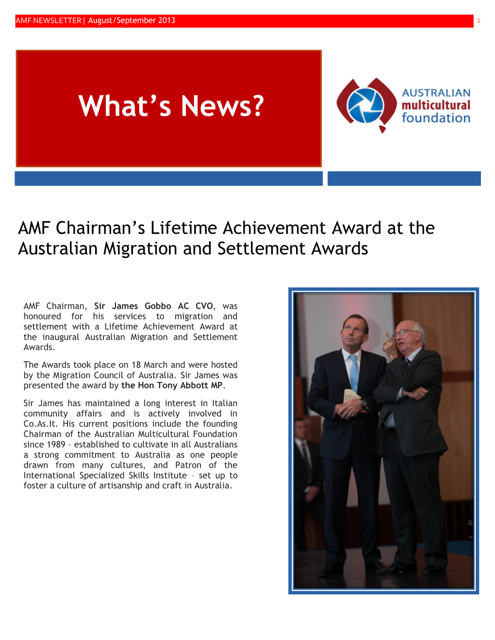 Download/View AMF August/September 2013 Newsletter