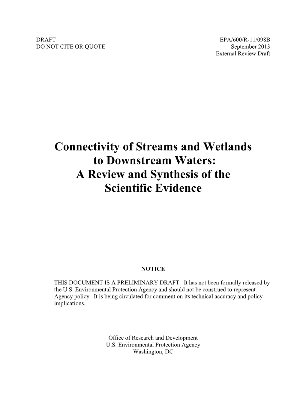 Connectivity of Streams and Wetlands to Downstream Waters: a Review and Synthesis of the Scientific Evidence