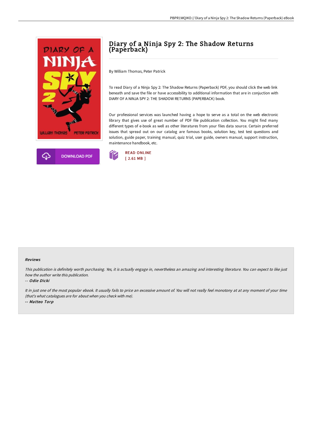 Read Book &gt; Diary of a Ninja Spy 2: the Shadow Returns (Paperback